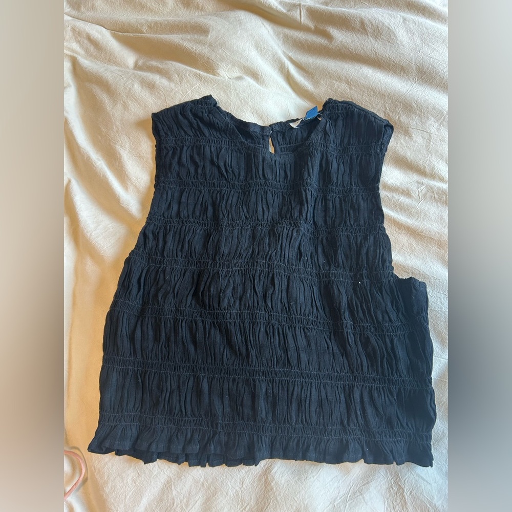American Eagle Outfitters Black Textured Blouse
